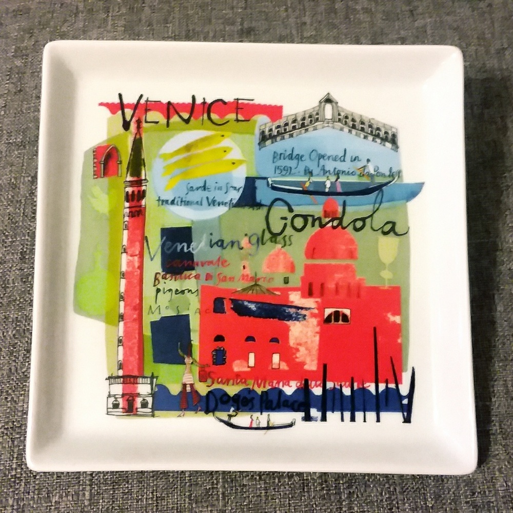 CRATE & BARREL "Venice" Gondola 6" Square Plate